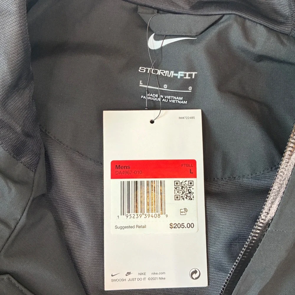 Nike Storm-FIT Jacket Mens Large Black Hooded Rain Windbreaker DA4967-010 NEW